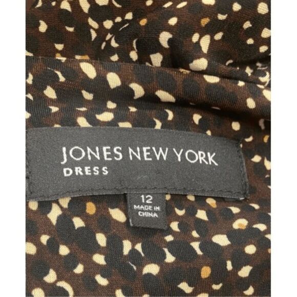 Jones New York Faux Wrap Dress Sz. 12 V-Neck Brown/Beige/Black - Picture 7 of 7